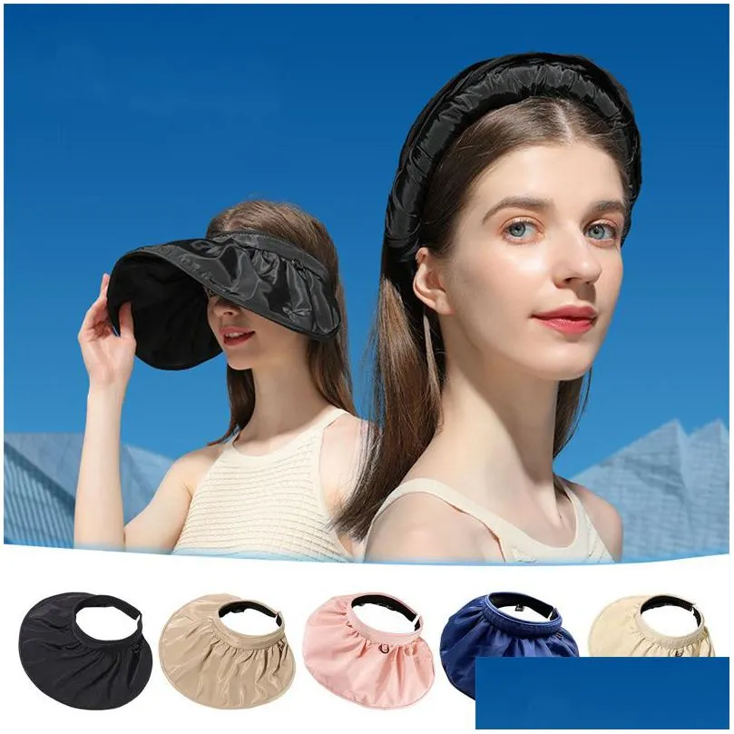 Parti şapkaları yaz plajı boş kabuklu güneş koruma kadın katlanır saç bandı damla teslim ev bahçe festival malzemeleri dhor6