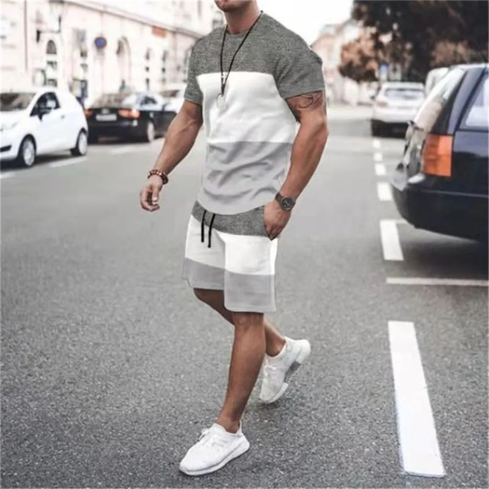 Men's Tracksuits 3D Casual Tshirt Set Sportswear For Male Oversized Clothing Short Sleeve Shorts Suit Men Summer Beach 230720