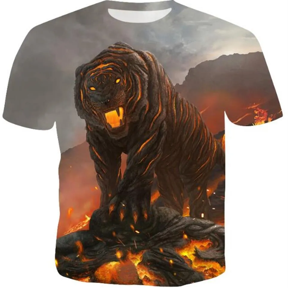 2019 masculino tamanho grande verão nova impressão digital 3d casual camiseta184j