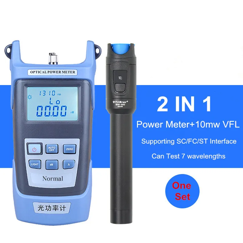 2 In 1 FTTH 8501625nm Optical Power Meter With TriBrer 10mw VFL Optic