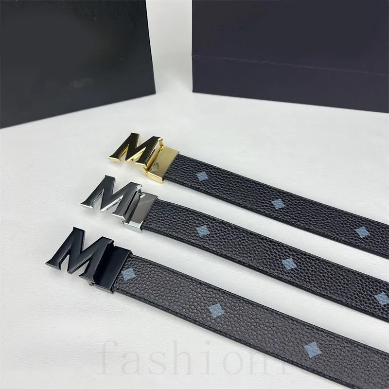 حزام جلدي للمصمم الرجل الفاخر الأزياء المعدنية بذلة الإبزيم M Business Style Ceinture أسود أبيض بني رجع