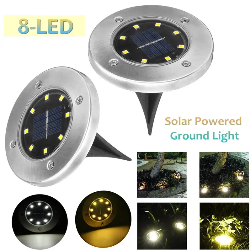 4/8/16 LED Solar Powered Ip65 Waterproof Light For Home Yard Driveway Lawn Road Ground Deck Garden Pathway Floor Mounted Lawn Lamp Outdoor Underground Solar Panel Lamp