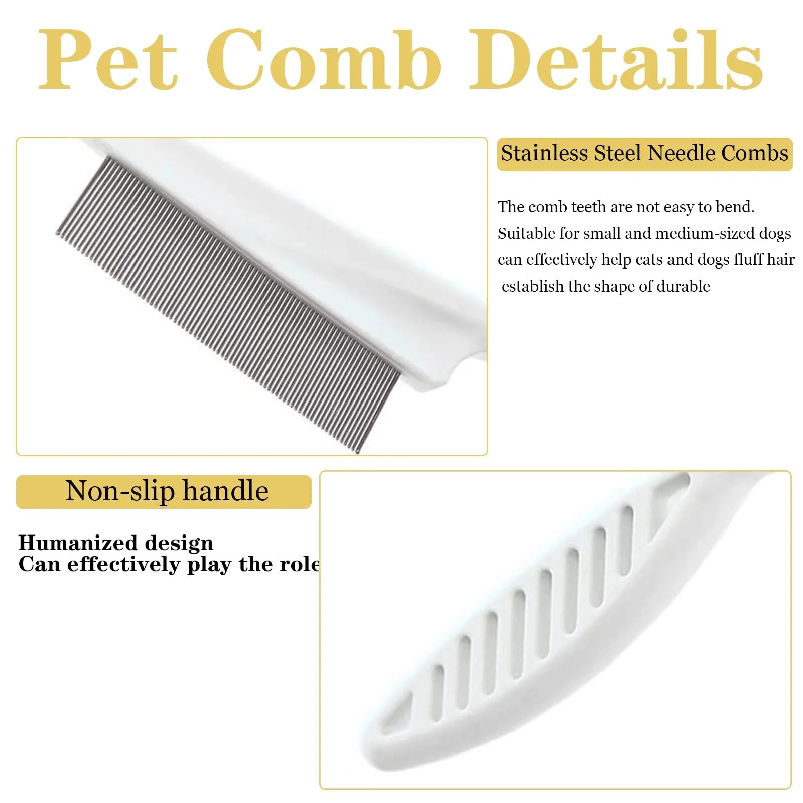 thumbnail image 2 of Fine Tooth Comb, Stainless Steel High Strength Teeth Hair Combs No Slip 2 of 9