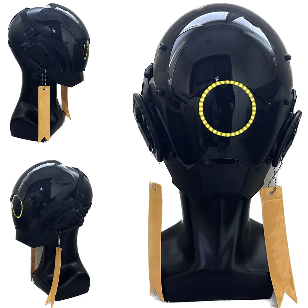 Handgemaakte cyberpunk-maskers, led-maskers, futuristische krijger-cosplay geschikt voor toneelshows/feesten/muziekfestivals