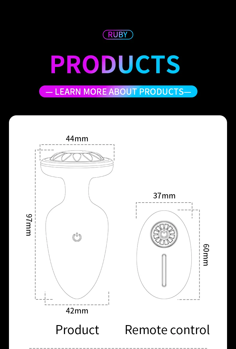 Rainbow Anal Plug Vibrator With Remote Control Prostate Massager_voghion.com