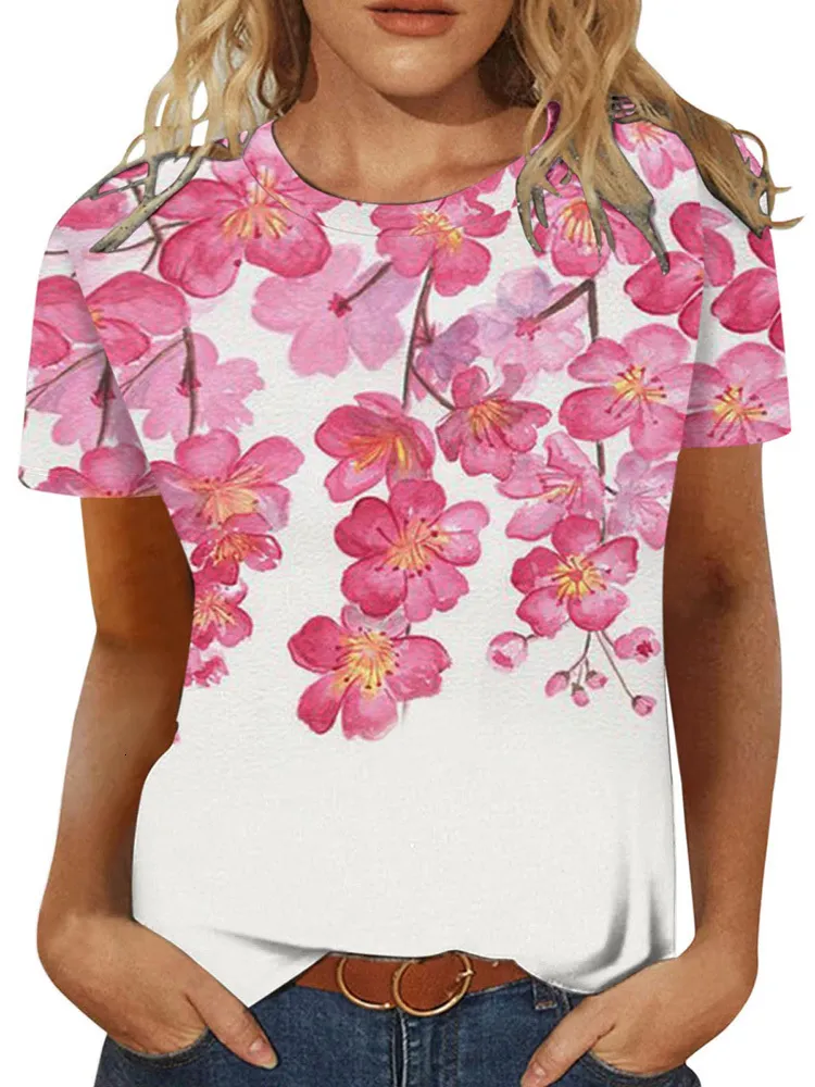 Kvinnors tshirt mode blommor 3d tryck tshirts sommar kort ärm tees kawaii blomma grafik t skjortor lösa överdimensionerade kläder 230720