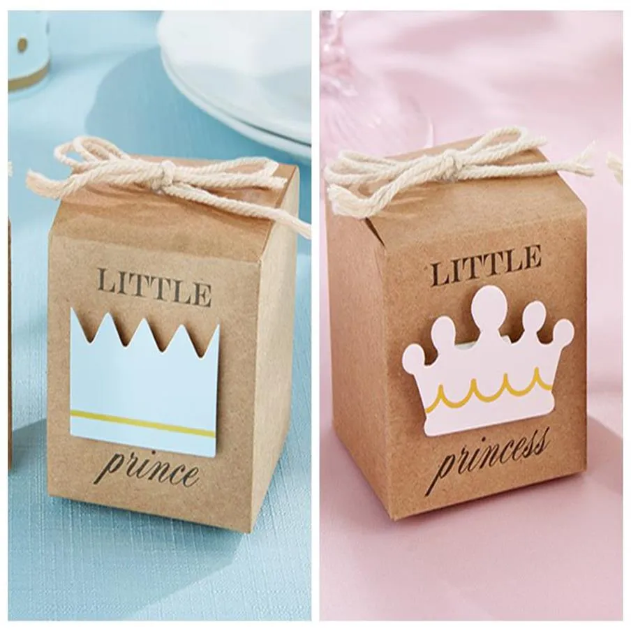 Baby Shower Bomboniere di Little Prince Kraft Bomboniere per baby Birthday Party Confezione regalo e baby Decoration Gift 100pcs / lot sh228H