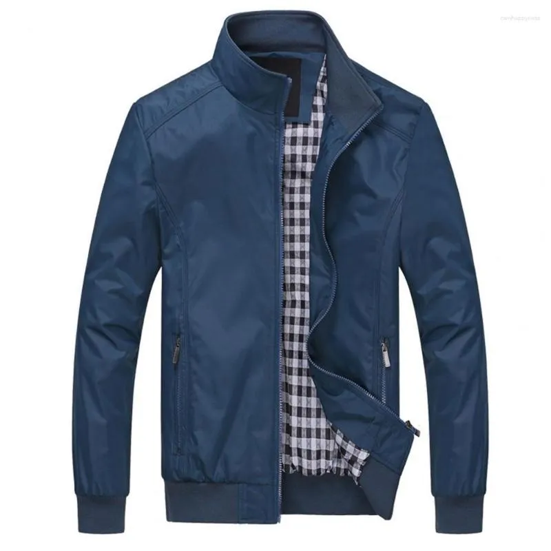 Men's Jackets Fashion Coat Solid Color Stand Collar Simple Jacket Spring Autumn Male Casual Wear-Resistant Long Sleeve Outwear