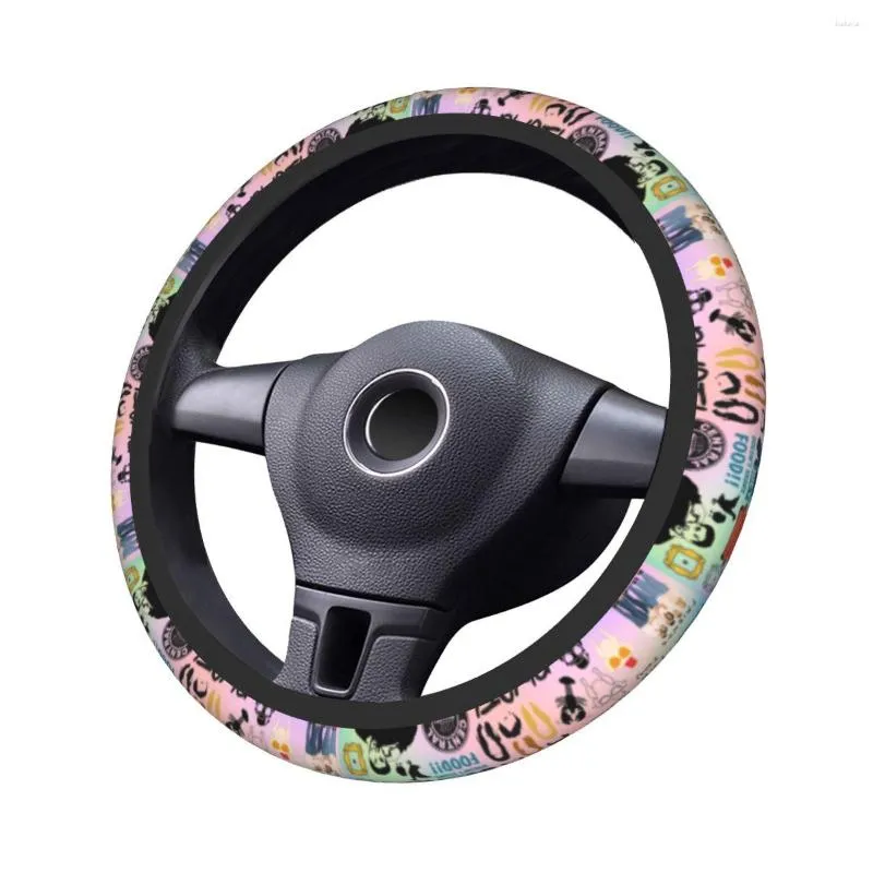 Friends TV Show Central Perk Steering Wheel Cover Unique American Braid Design Car Accessories for Fans 15 inch Diameter
