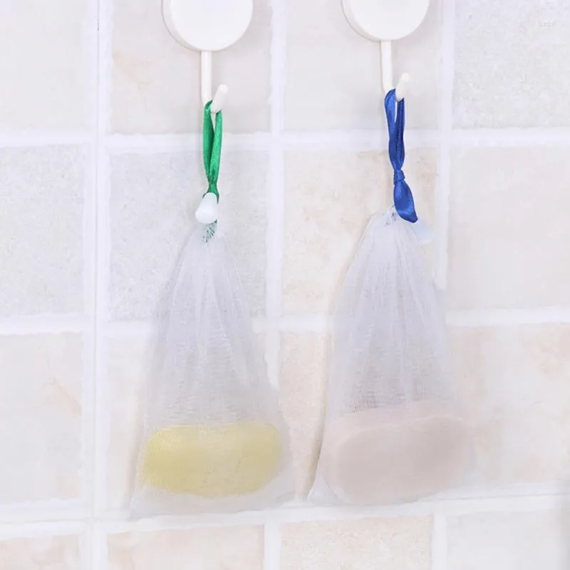 Сумки для хранения 2/4/6pcs Soap Foaming net Nylon душ висячий пузырьковая сетчатая сетчатая сумка случайная цветовая организация