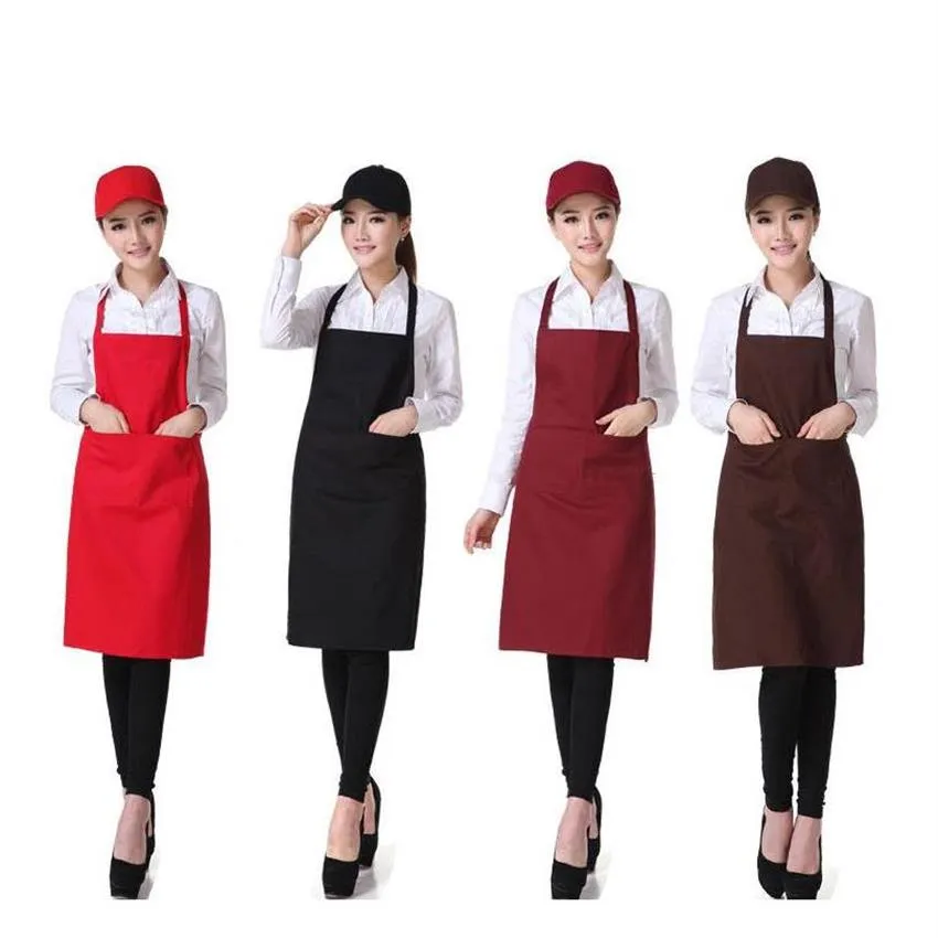 Tekstil düz renkli havalandırma çalışması önlük restoranı özel yapılabilir baskı logo cafe önlükleri su geçirmez wear261v