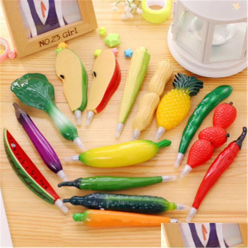 Ballpoint Pens Cartoon Fruit Pen With Magnet Creative Stationery Office Supplies And Vegetable Shape Drop Delivery School Business I Dhvra