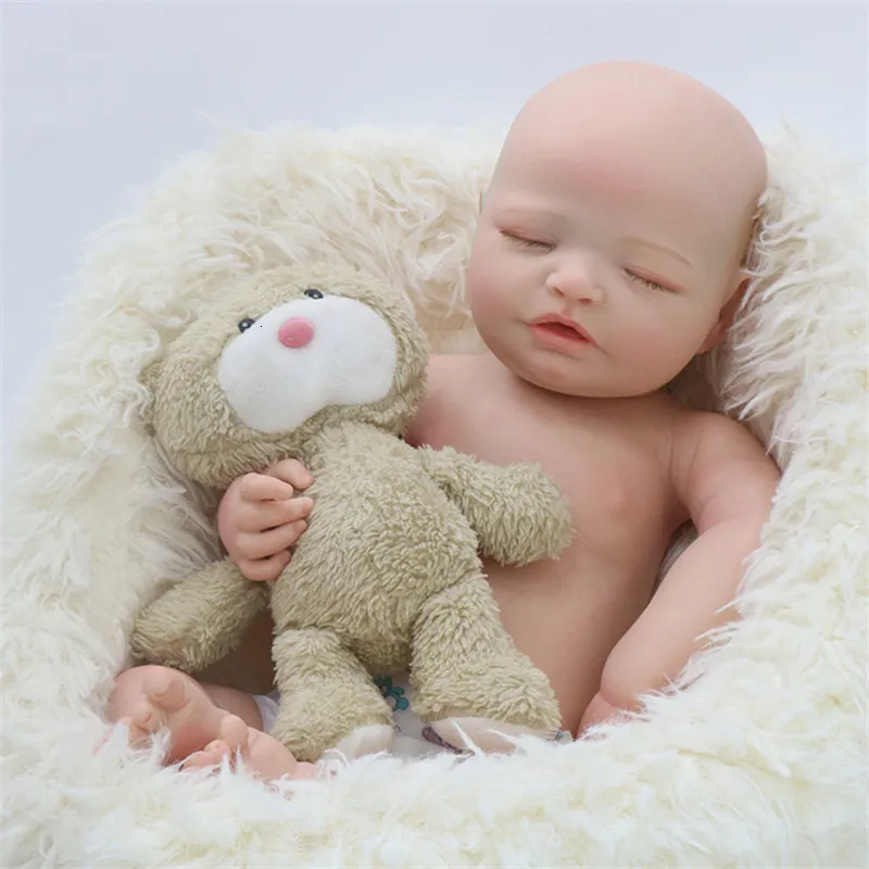 Dolls Closed eyes 18 inch rebirth doll kit unpainted mold painted 3D skin veins visible accessories christmas gift 230720