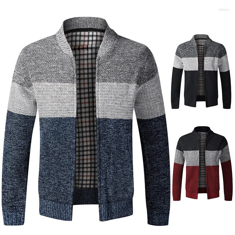 Men's Sweaters Cardigan Men Sweater Striped Sweatercoats Knitted Autumn Winter Warm Clothes Baseball Jacket Homme
