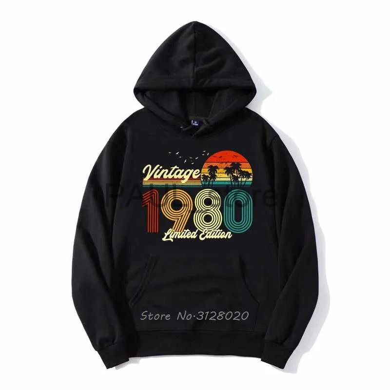 Heren Hoodies Sweatshirts Vintage 1980 Limited Edition Hoodie Mannen Nieuwigheid Oud Verjaardagscadeau Fleece Rits Capuchon Sweatshirt Jas Streetwear Harajuku x0720