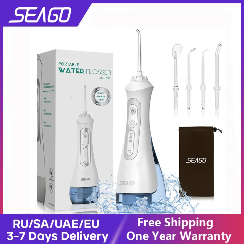 Altro Igiene orale SEAGO Irrigatore dentale orale Idropulsore portatile USB ricaricabile 3 modalità IPX7 200ML Acqua per la pulizia dei denti SG833 230720