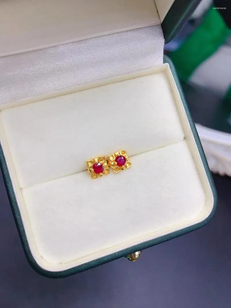 Boucles d'oreilles 2023 cadeau exquis rubis naturel pour les femmes bijoux fins 3x3mm taille rouge pierre précieuse réel 925 argent usure quotidienne