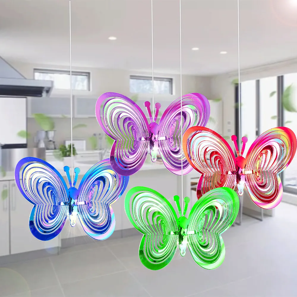 Joernso Hexagon 3D Colorful Wind Spinner Bird Reflector Highly Reflective Indoor Outdoor Garden Yard Farm Hanging Chime Bird Deterrent Ornament Pendant
