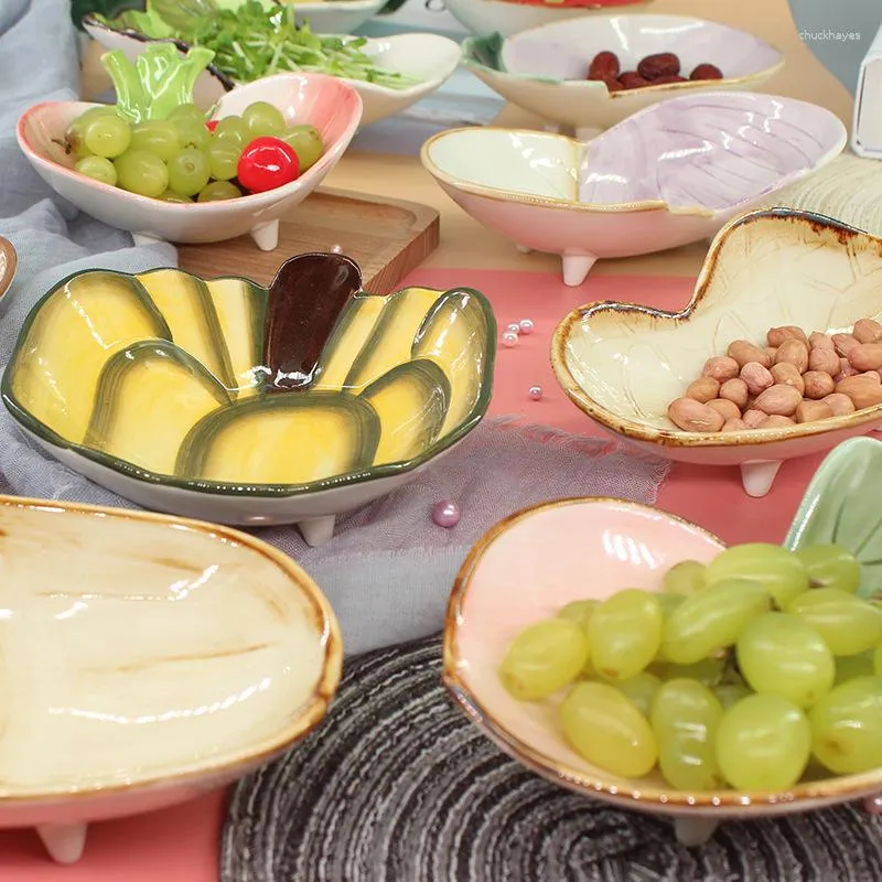 Pratos Desenho Animado Fofo Estilo Vegetal Criativo Prato de Lanche de Cerâmica Tigela para Casa Sobremesa Prato de Salada de Frutas