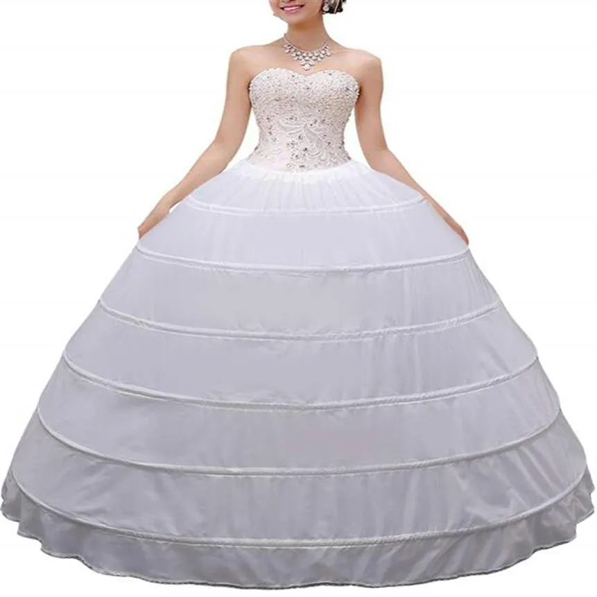 High Quality Women Crinoline Petticoat Ballgown 6 Hoop Skirt Slips Long Underskirt for Wedding Bridal Dress Ball Gown184q