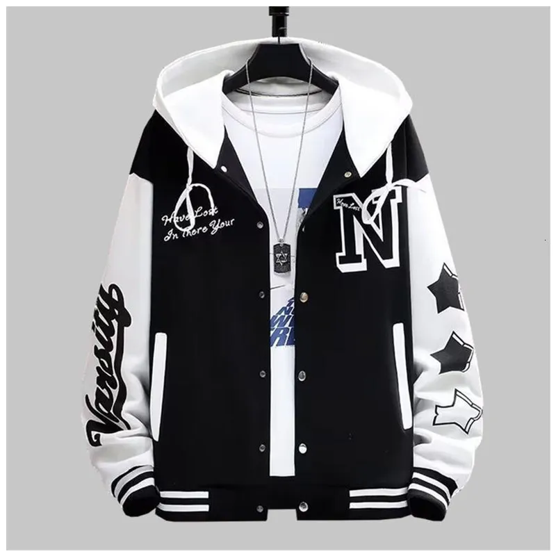 Hip Hop Big Hoodie Baseball Jacket Casual Slim Fit Unisex