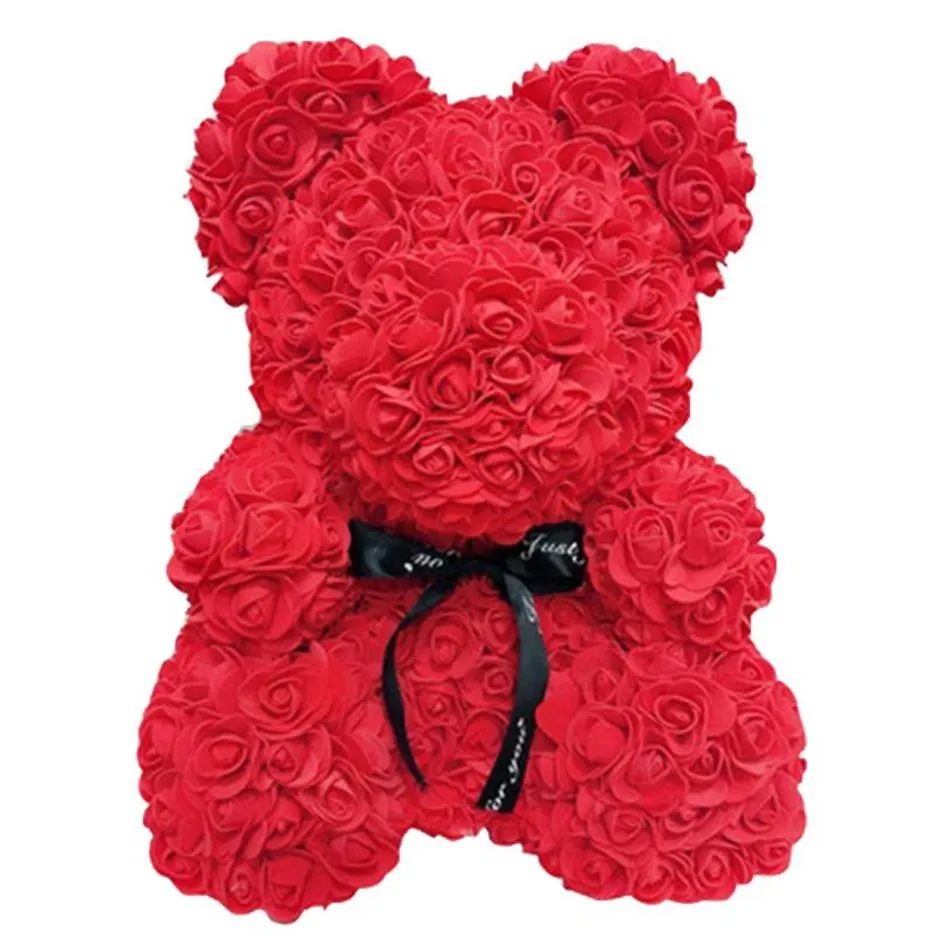 Regalo di San Valentino 25 cm Rosa rossa Orsacchiotto Fiore rosa Decorazione artificiale Regali di Natale Regalo di San Valentino per donna3019