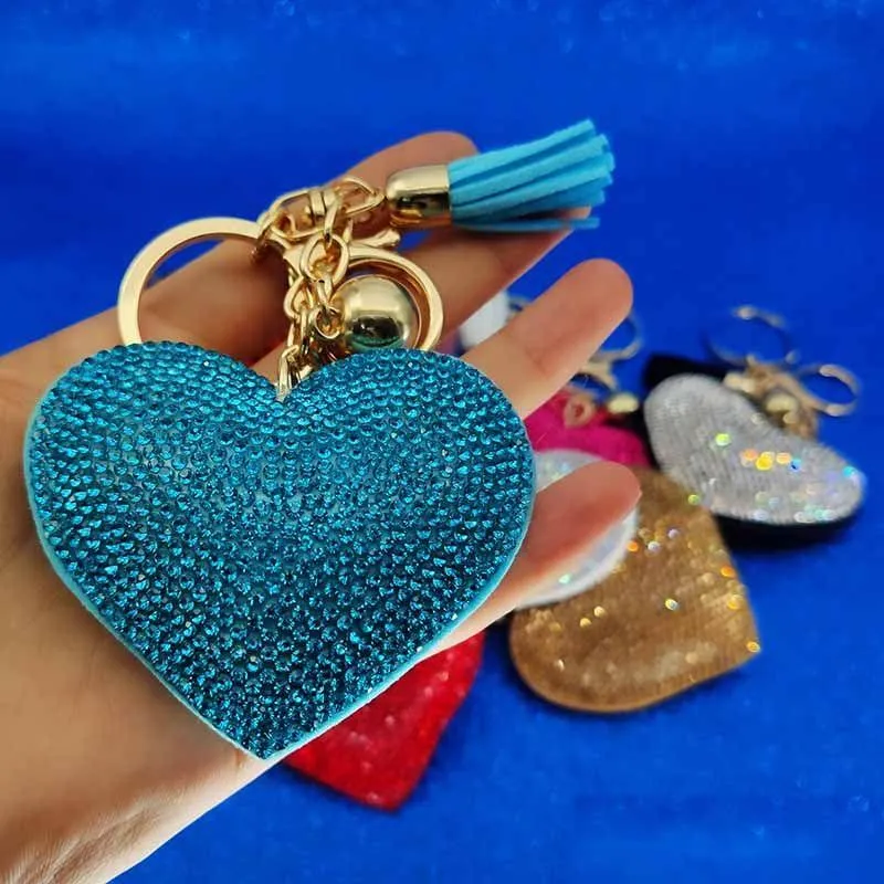 Keychains Lanyards Diamond Heart Tassle Keychain Carabiner Key Rings Holder Gold Bag hänger Fashion Designer Jewelry for Women Drop Dhegv