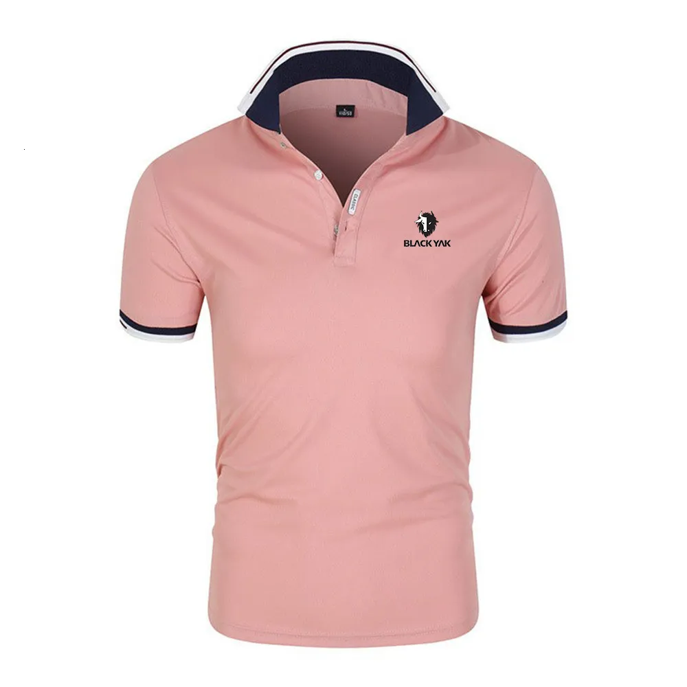 Polos pour hommes mode d'été NOIR YAK manches courtes coton POLO couleur unie col polo affaires haut décontracté 230720