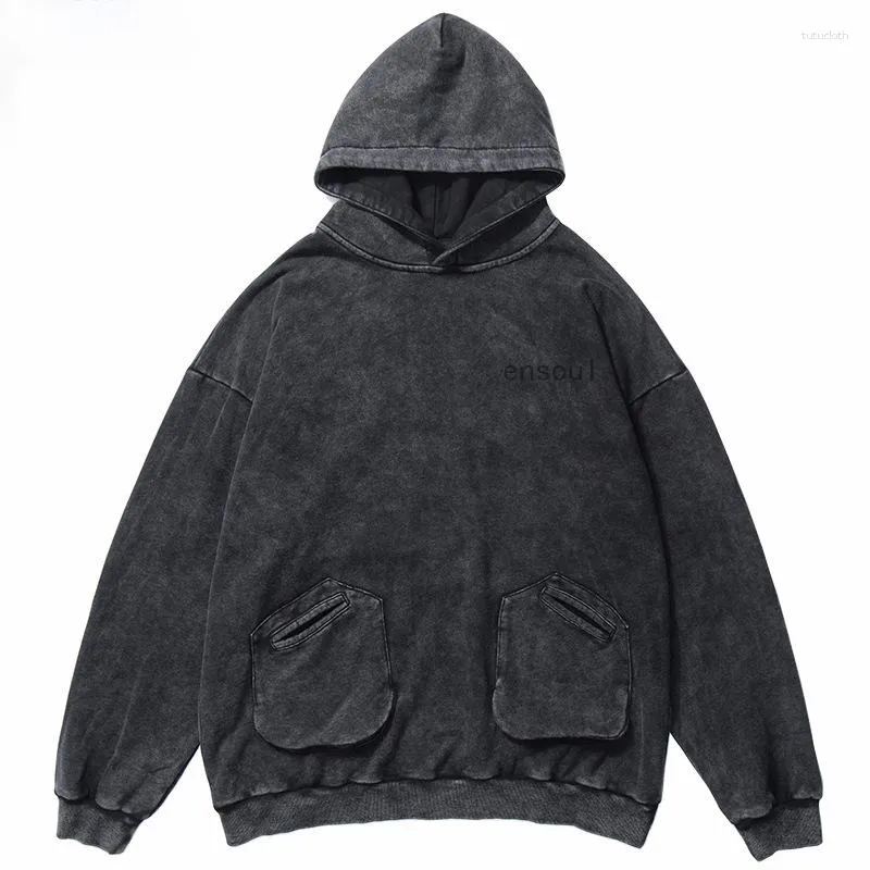 Washed Hoodie - Dark gray - Men