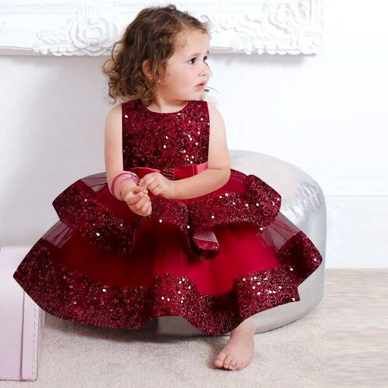 NEUE Baby Kleid Spitze Blume Taufe Kleidung Neugeborene Kinder Mädchen Erste Jahre Geburtstag Prinzessin Infant Party Kostüm