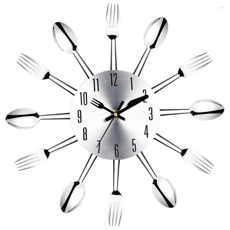 Horloges murales en acier inoxydable couteau et fourchette cuillère cuisine Restaurant horloge