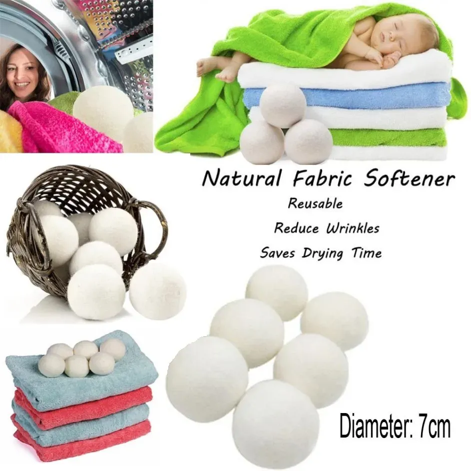 7cm Reusable Laundry Clean Ball Natural Organic Laundry Fabric Softener Ball Premium Organic Wool Dryer Balls8005535