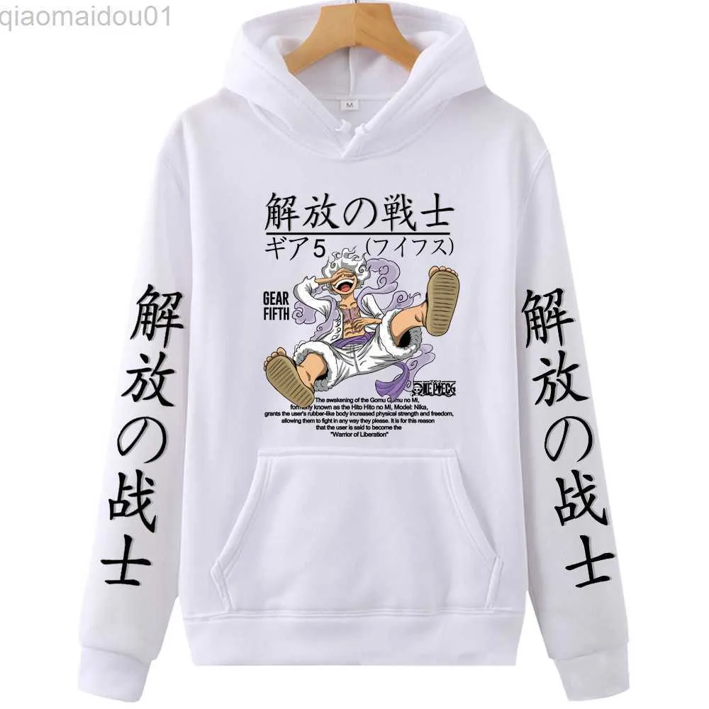Erkek Hoodies Sweatshirts 2023 Anime Tek Parça Hoodie Luffy Sun God Hoodie 2023 Manga Stil Baskı Üstleri Sonbahar Harajuku Style Hoodie L230721
