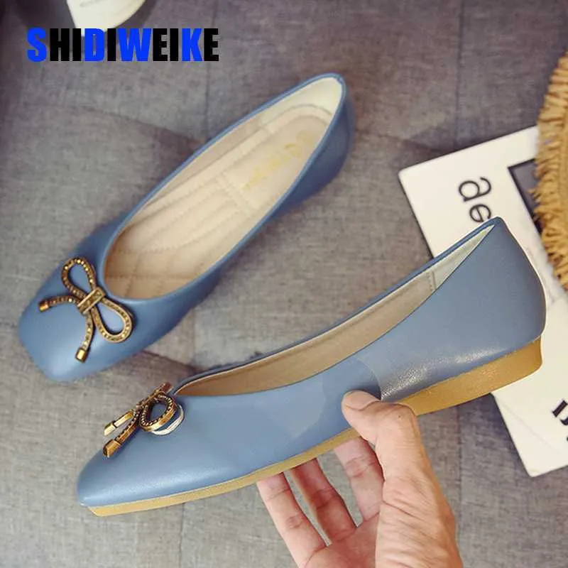 Sukienka buty Spring Women Miękkie skórzane balerina Flats Wygodne zielone różowe beżowe balet płaski kwadratowe palce koreańskie buty łodzi plus rozmiar 43 L230721