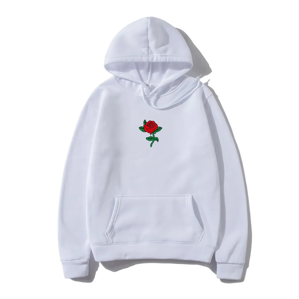 Men's Hoodies Sweatshirts Harajuku Hoodie Sweatshirt Men Fashion Streetwear Rose Flower Print Hoodies Tops Pullover Mens Hoody Hooded Sweatshirt Clothes 230721