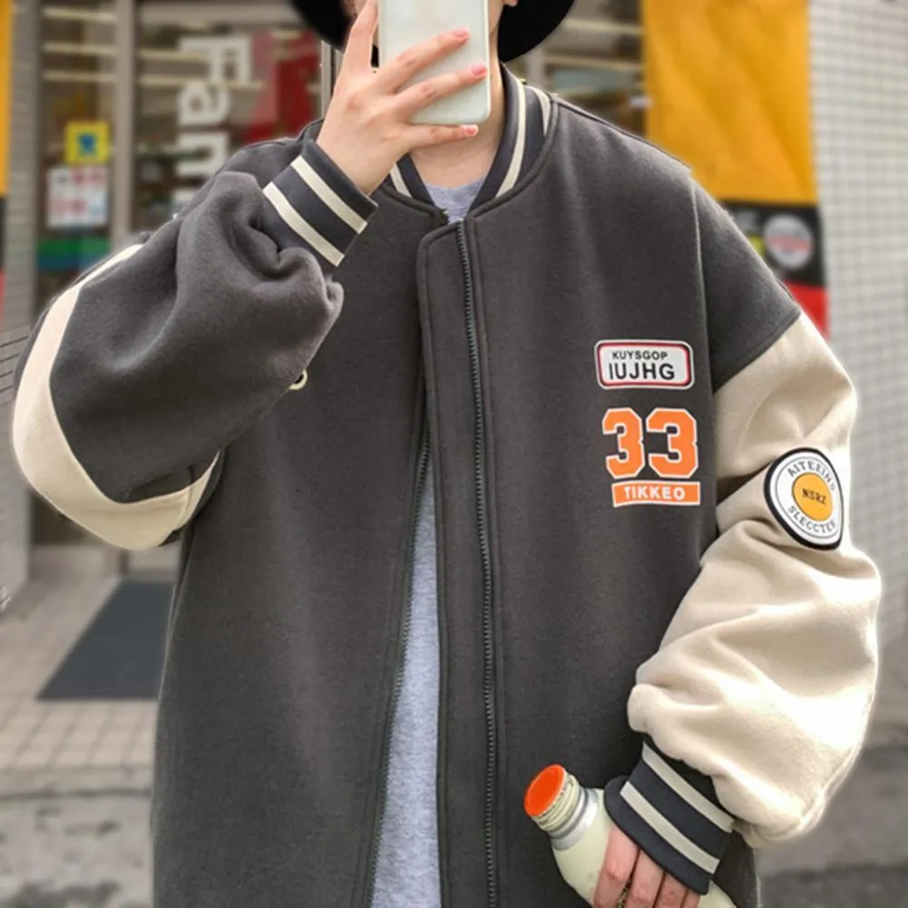 Men's Jackets Men Bomber Jackets Harajuku Number 33 Hooded Baseball Uniform Oversized Coat Jackets Korean Loose Fit Casual Jackets for Women 230721