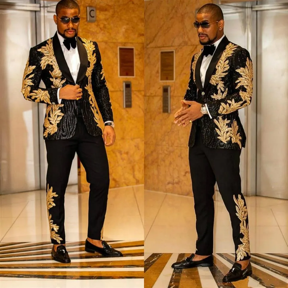 Gold and sale black suit