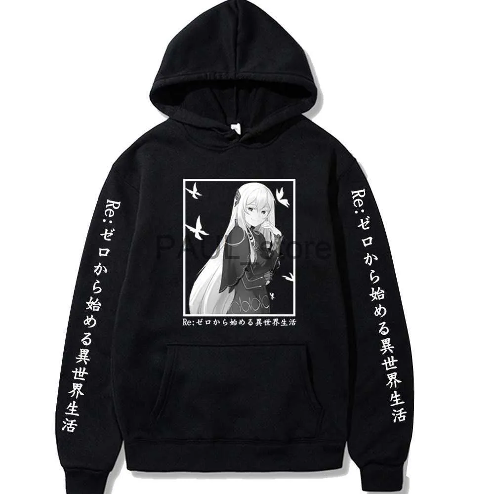 Sweats à capuche pour hommes Sweatshirts Re zéro Commencer la vie dans un autre monde Anime Hommes Sweat à capuche pour femme Cosplay Drôle Imprimé Sweats Harajuku à capuche x0720