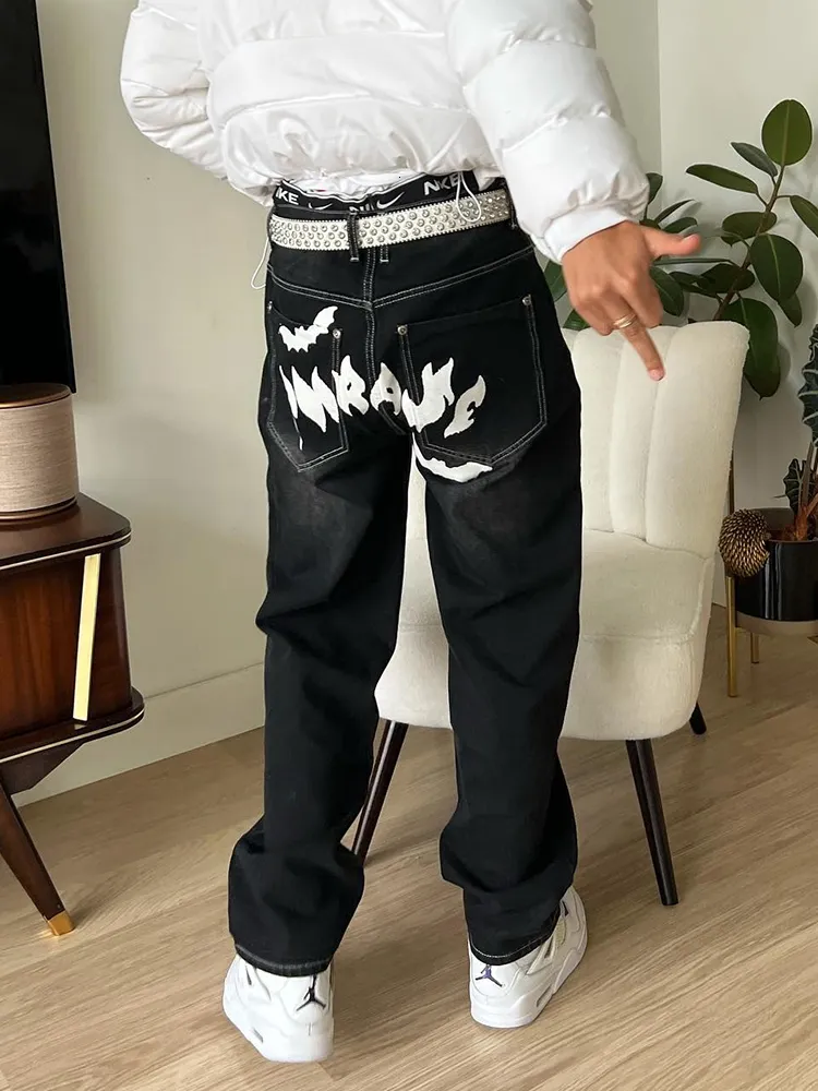パンツ y2k sideline stitch black denim pants Black baggy jeans y2k 