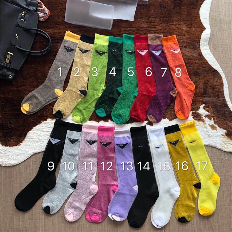 Womens fashion letter knee length socks designer see through candy color sock hosiery women's accessory