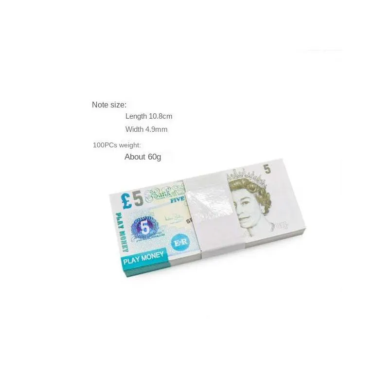 Другие праздничные вечеринки поставляют фильм Money Banknote 5 10 20 50 GBP Relist Toy Bar Acsocesoires Copie de Monnaie Faux 100 PCS / Pack Dr Dhytb