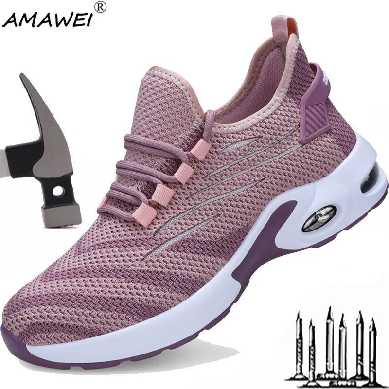 Обувь Amawei Women Work Work Work Boots Легкие дышащие кроссовки стальные носки антик-проколополисты