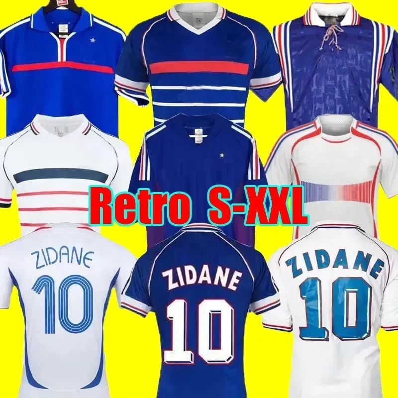 1998 France Retro Soccer Jerseys 1982 84 86 88 90 96 98 00 02 04 06 Zidane Henry Maillot de Foot Pogba voetbalshirt Rezeguet Desailly French Club Vintage Jersey