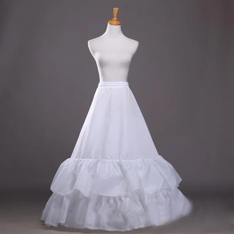 2 warstwy halki długie akcesoria weselne A-line Ruffles Dolna sukienka formalna Underskirt Dwa obręcze Lolita Crinoline256L