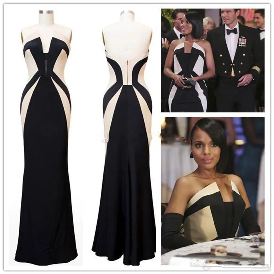 Elegant Spaghetti-Straps Black and White Prom Dress Long With Slit –  Ballbella