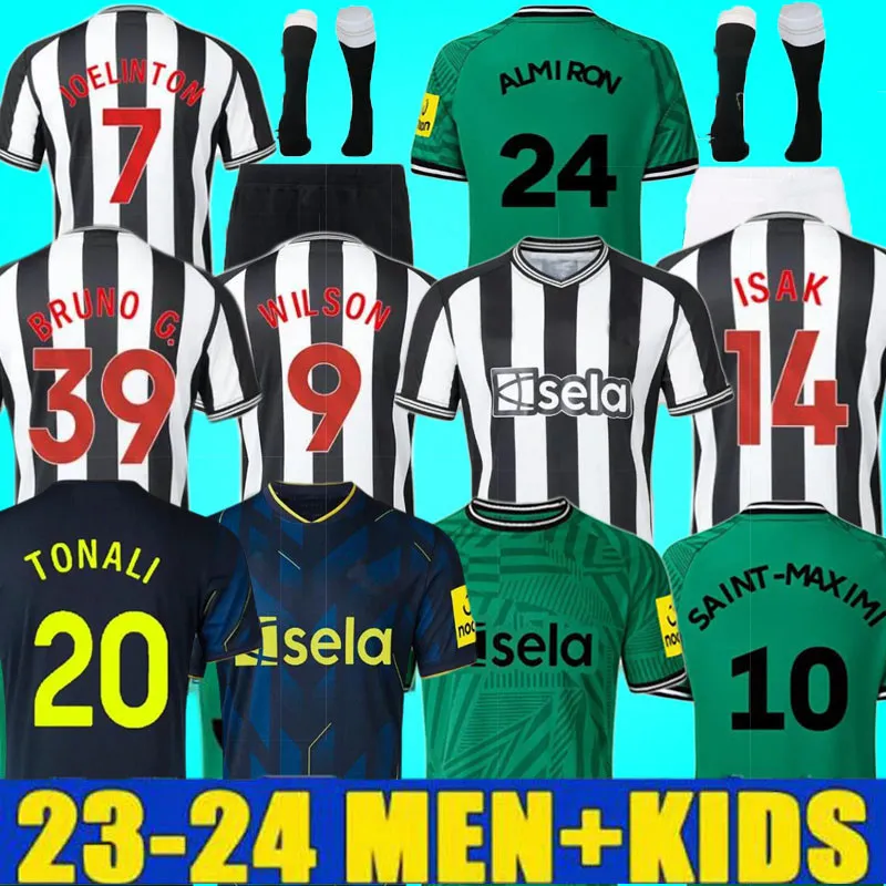 23 24 Tonali Soccer Jerseys Kids Kit 2023 2024 BRUNO G. Wilson Saint Nouveau Maximin Isak Newcastle United Football Shirt Gardien de but Troisième set Fan Player Version