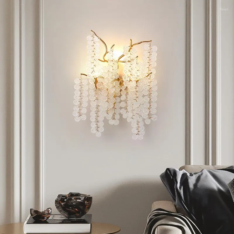 Lampada da parete Soggiorno Luce Lusso oro Sconce Alluminio TV Sfondo Luci Decorazioni in cristallo europeo LED