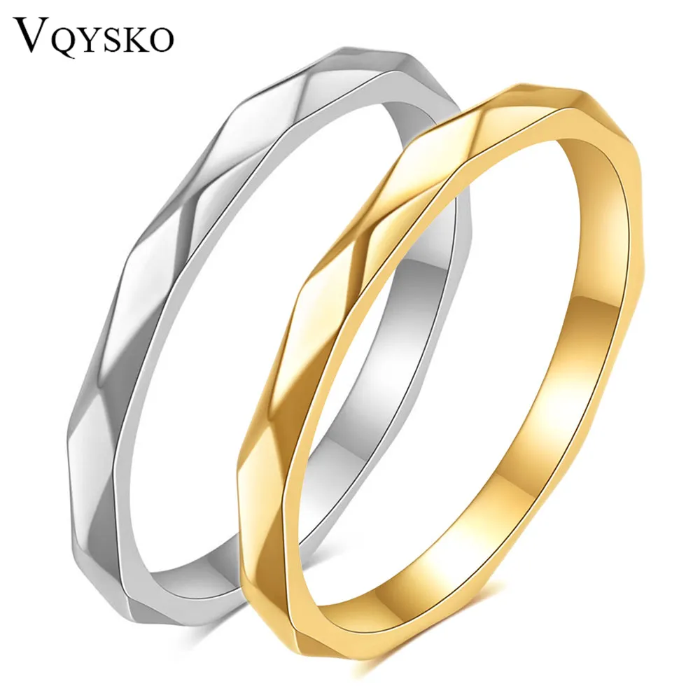 VQYSKO Multi sfaccettato Comfort Fit Design Anello Banda geometrica Donna Tungsten Wedding Band Comfort Fit Anello unico regalo per lei