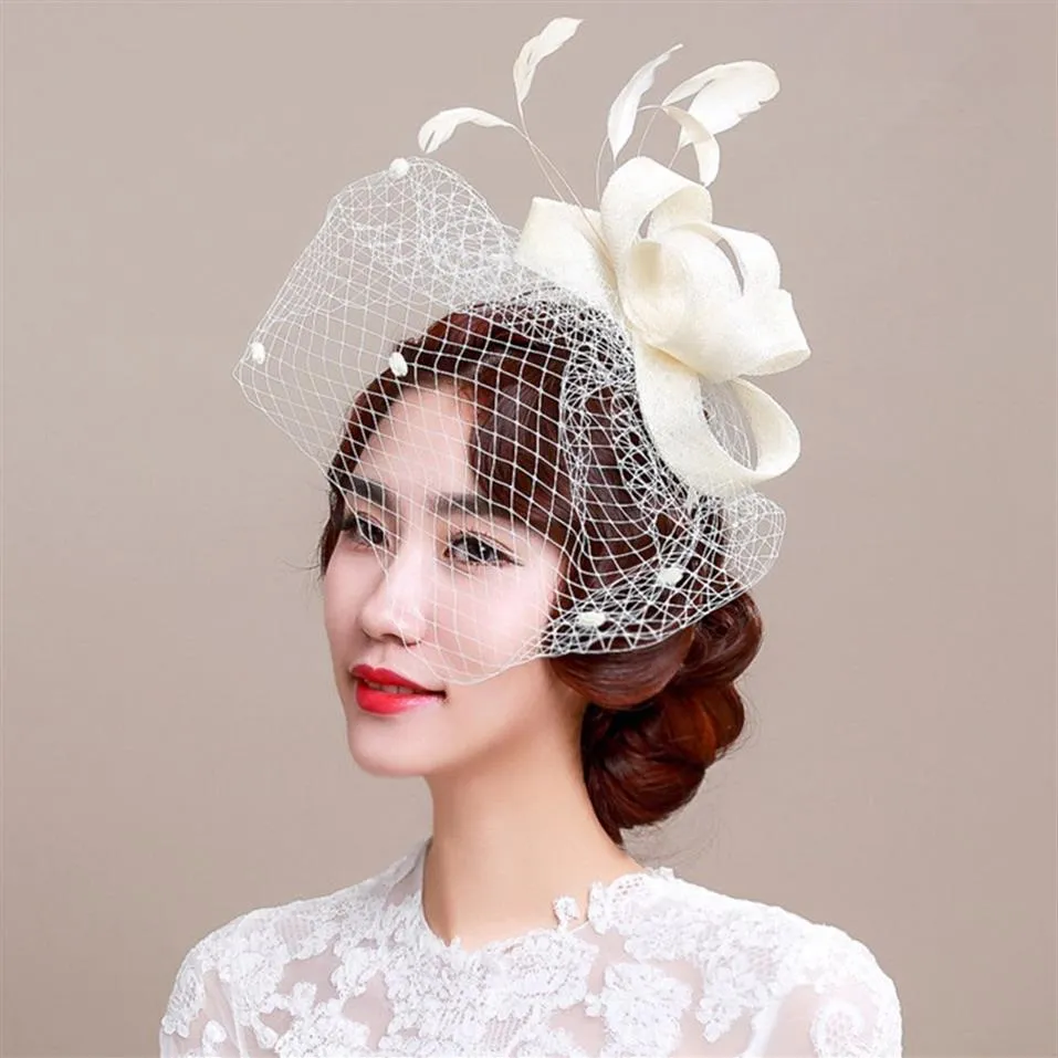 Fascinator bridal headpiece wedding veils with feather wedding hair accessories headpieces for wedding party headdress party decor266e