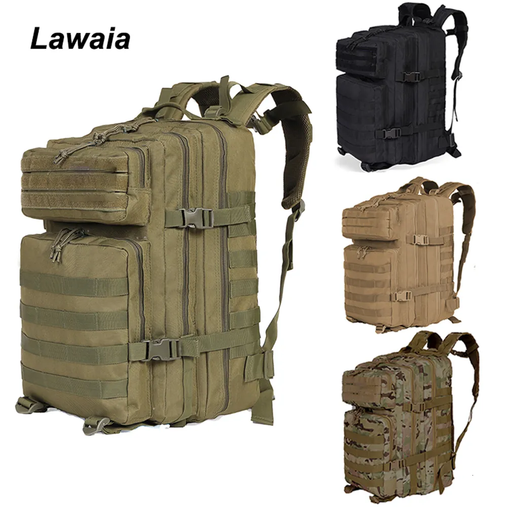 Sacos ao ar livre Mochilas militares Lawaia 45L Grande capacidade Mochilas masculinas do exército pacote ao ar livre para caminhadas acampamento caça saco 230720